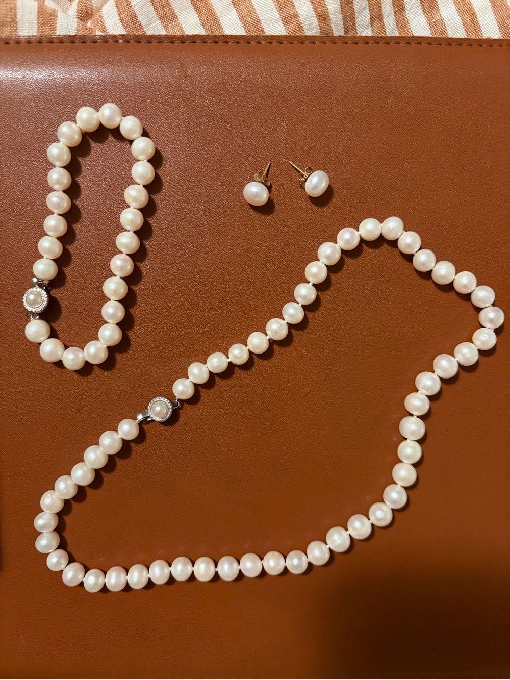 Chinese Akoya Pearl Necklace, Bracelet & Stud Earring Set